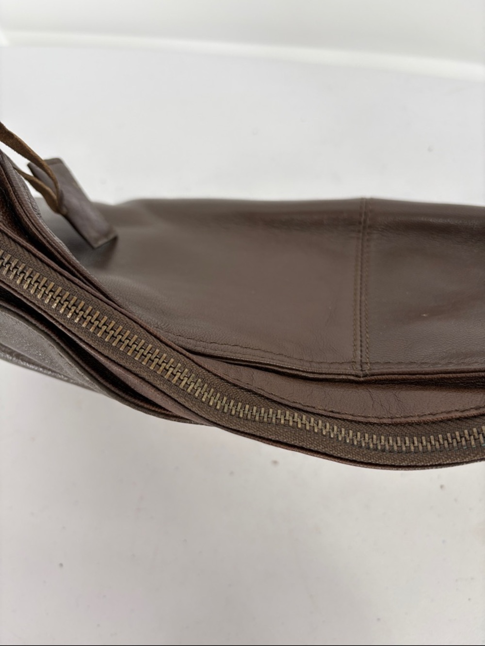🎪 Via Spiga Dark Brown goat Napa Leather Shoulder Bag with Gold Hardware - Picture 15 of 16